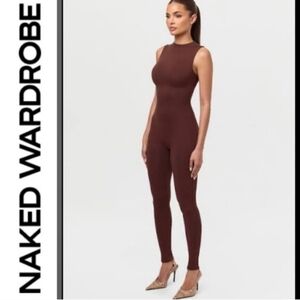 Naked Wardrobe Chocolate Sleeveless Jumpsuit